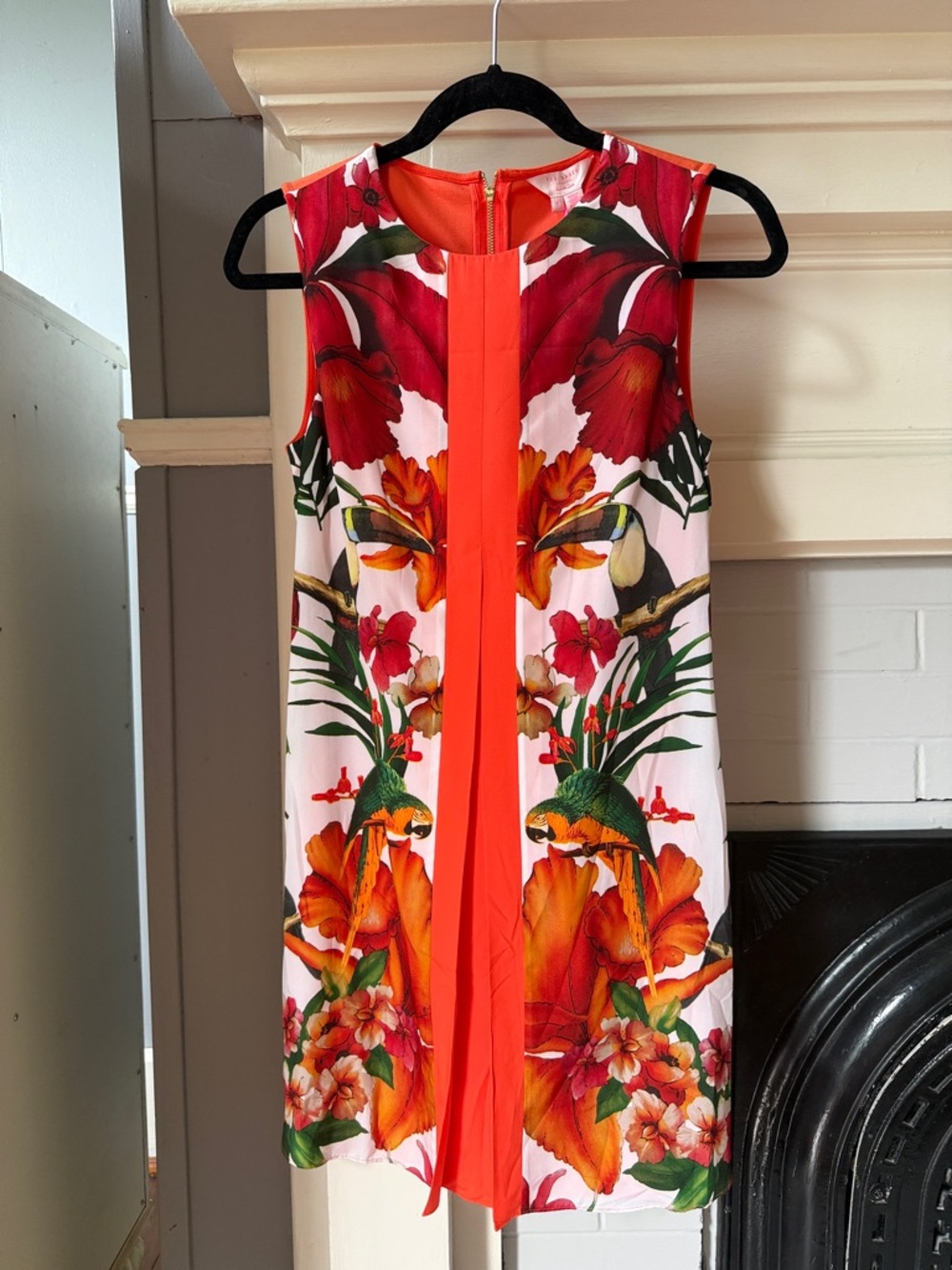 Ted Baker Red and Orange Tropical Panel Dress